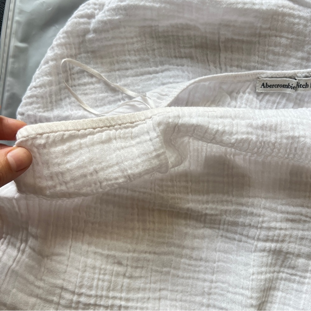 Abercrombie & Fitch One Shoulder White Beach Cover Up Size L/XL Summer Vacay - Picture 5 of 9